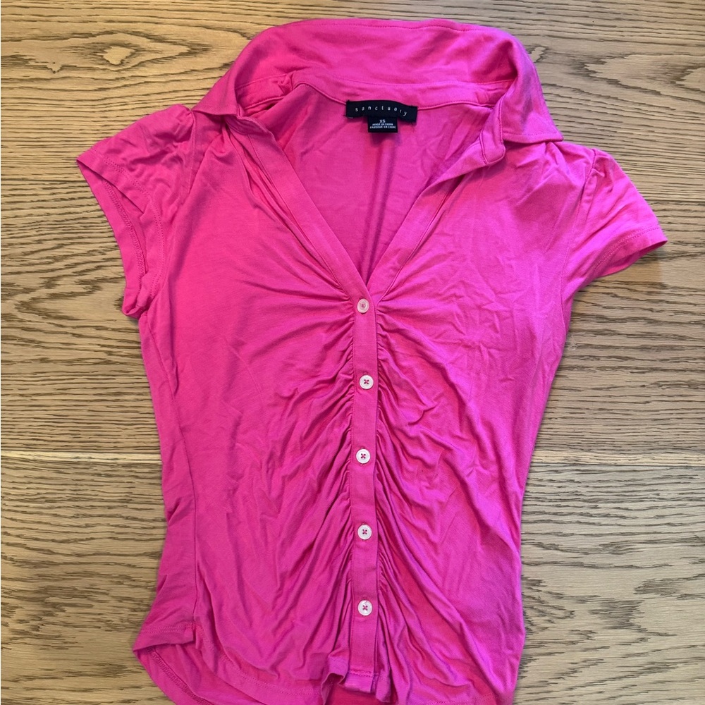 Sanctuary Bright Pink Button-Down Shirt